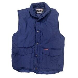 Down Country Navy Blue Down Fill Snap Button Puffer Vest Mens Medium